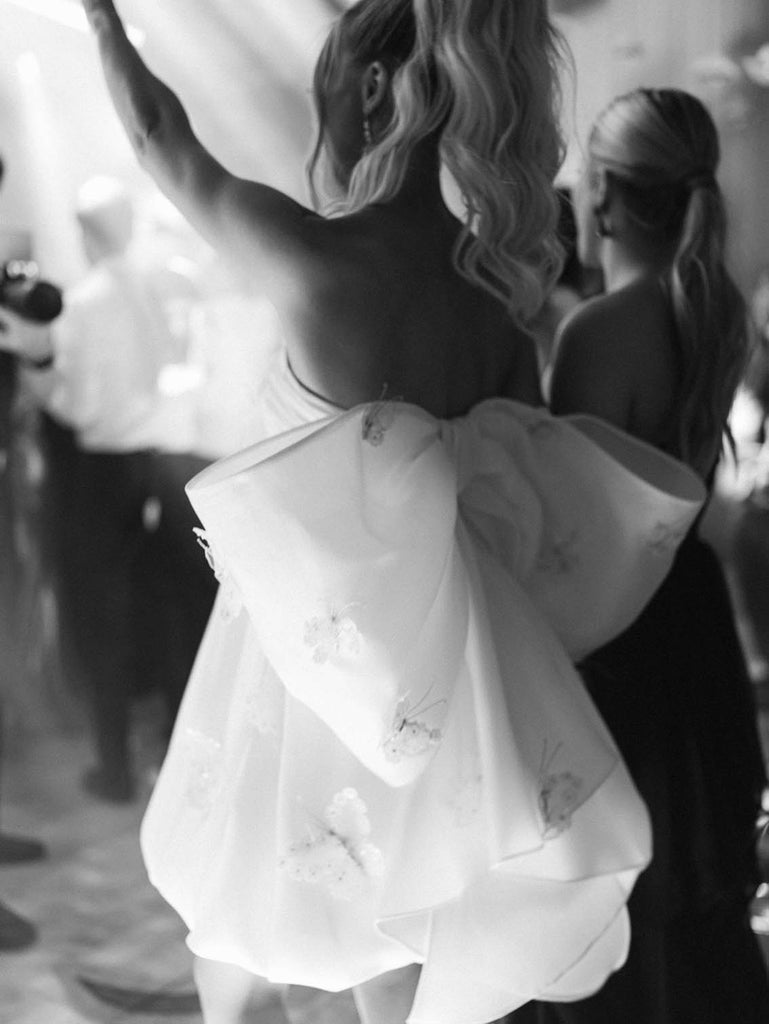 đầm cưới mini dress nơ oversize