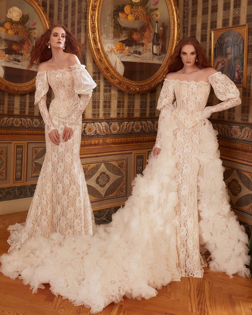 3d floral overskirt wedding gown 2025