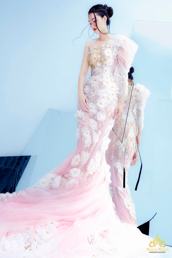 3d floral wedding dress inspired by met gala