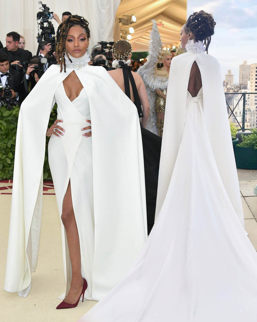 ethereal cape wedding dress at met gala
