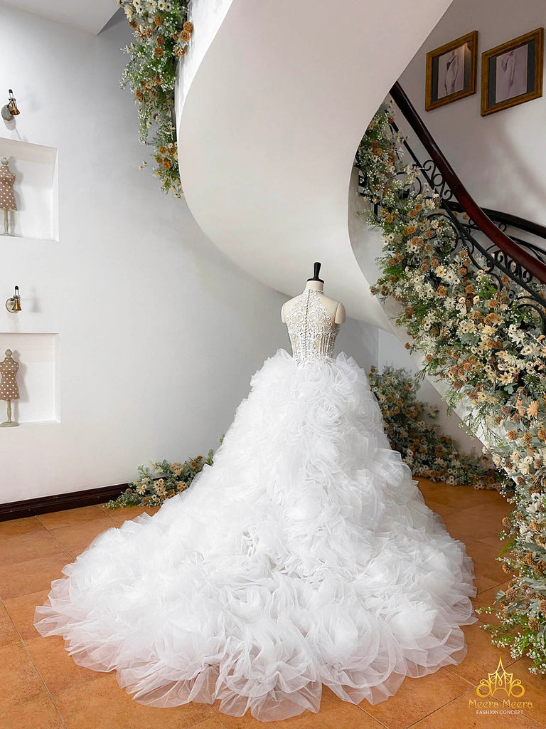 haute couture 3d rose wedding dress