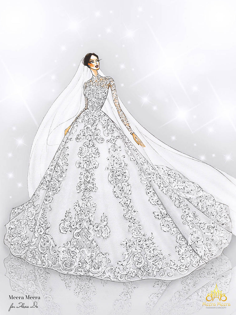 haute couture princess wedding dress sketch
