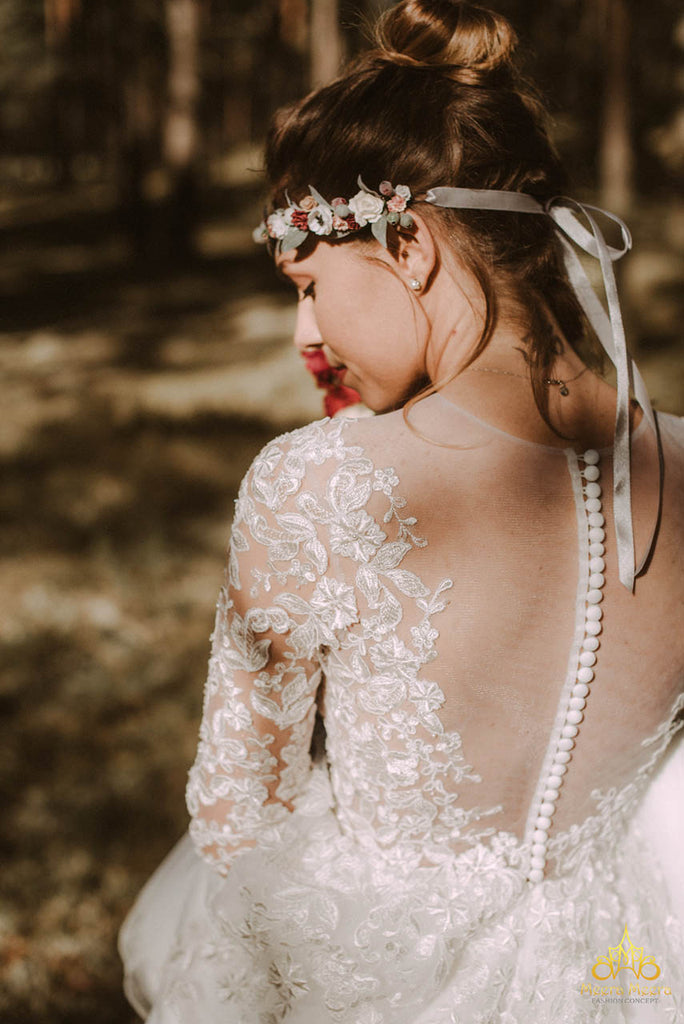 long sleeve garden wedding dress