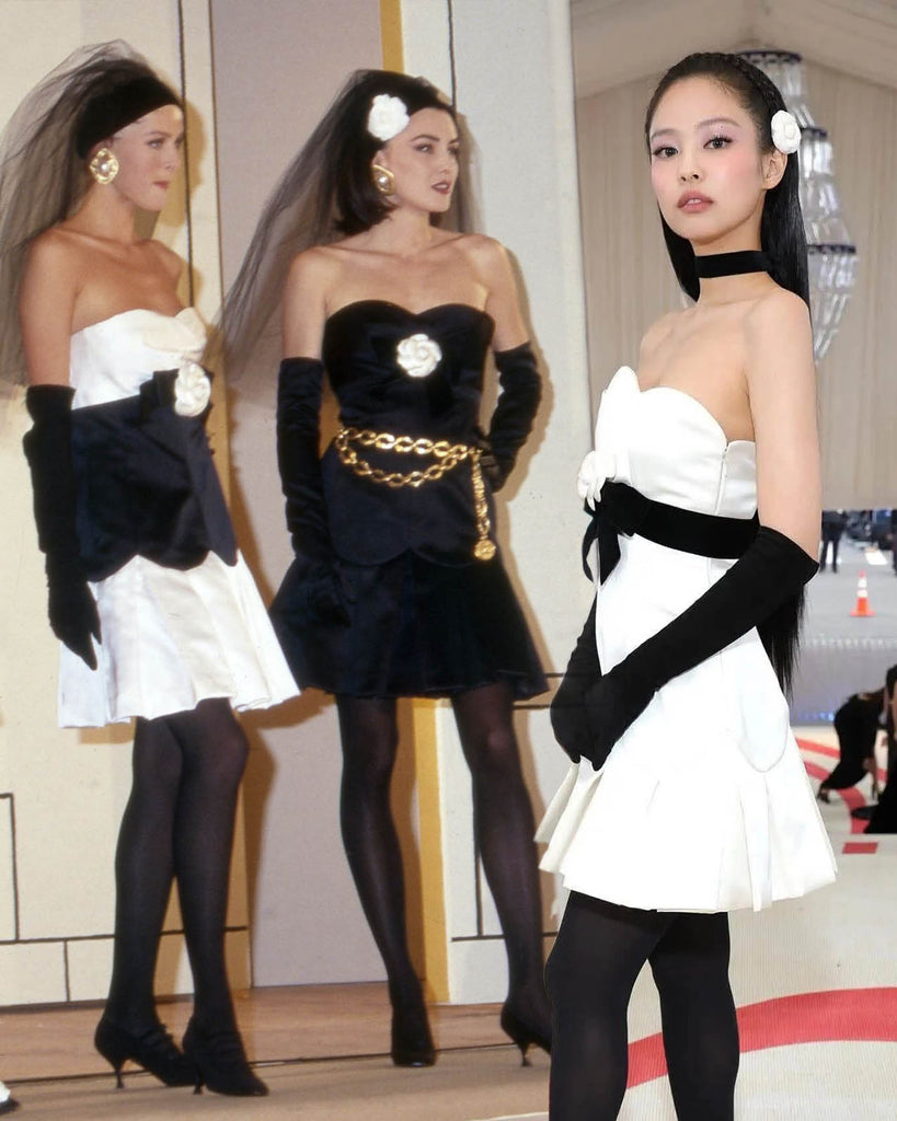 jennie at met gala 2023 in chanel 1990 mini dress