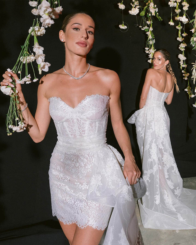 lace mini corset wedding dress