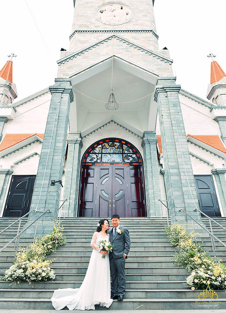 long sleeve church wedding dress