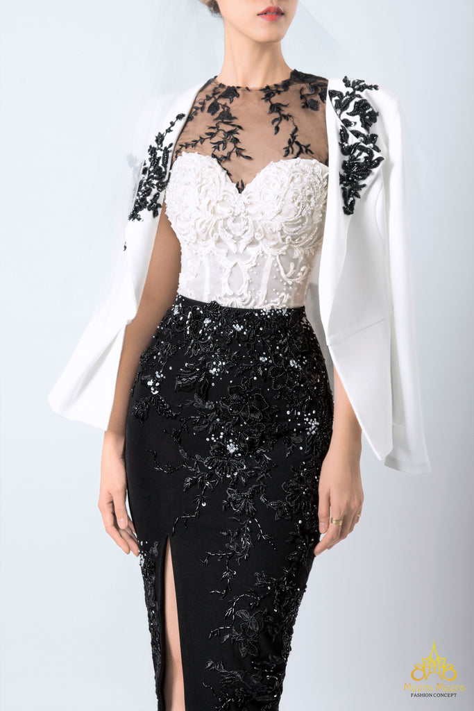 May áo cưới Cao Cấp Meera Meera Fashion Concept black white wedding dress