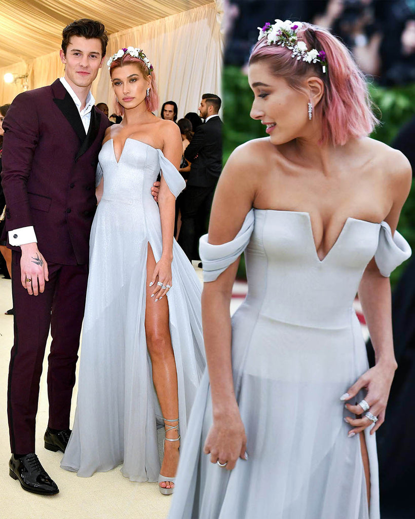 minimalist slit wedding dress at met gala