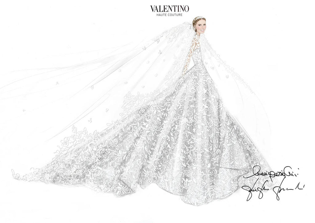nicky hilton wedding dress sketch