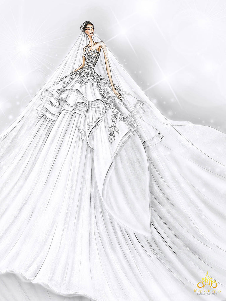 one of a kind wedding dress sketch