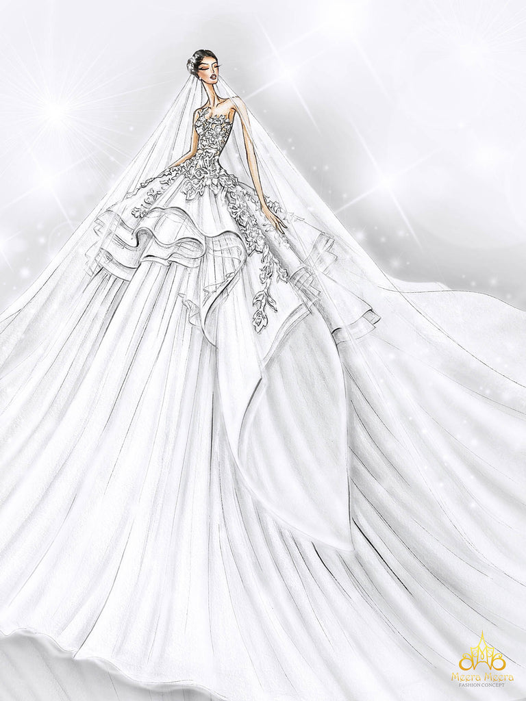 phác thảo váy cưới lộng lẫy thiết kế riêng