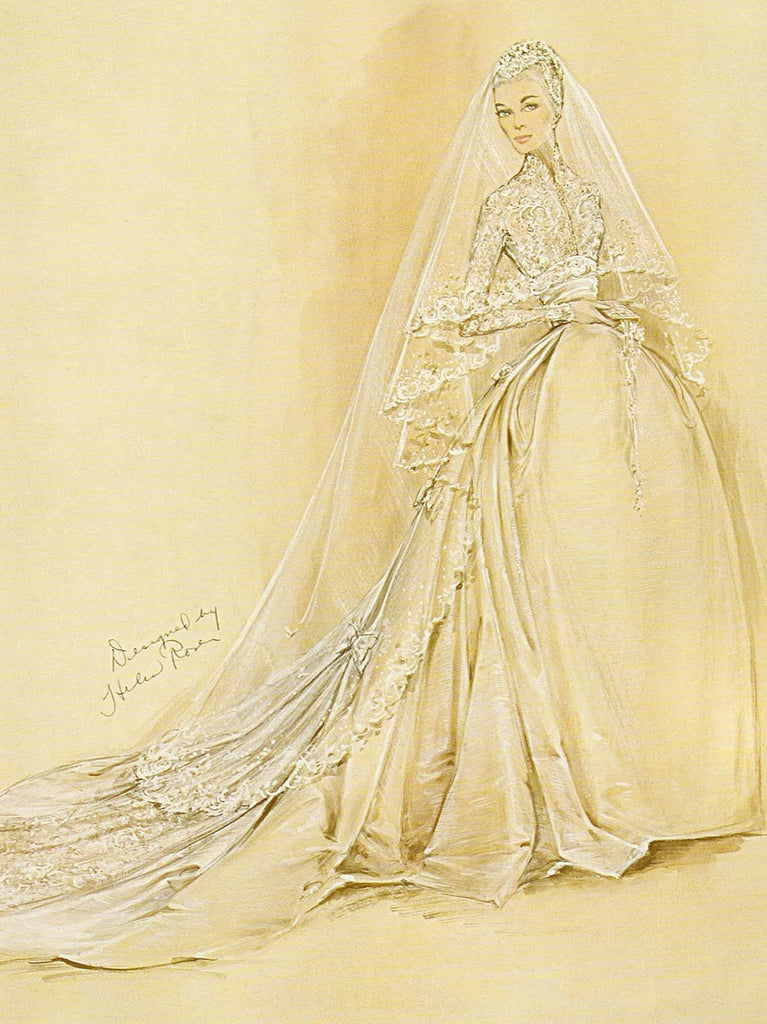 phác thảo thiết kế áo cưới công nương Grace Kelly