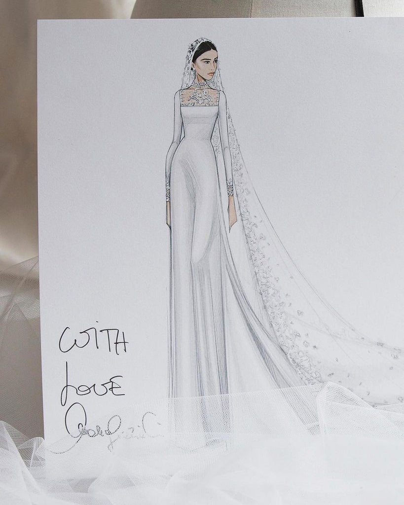 phác thảo váy cưới công chúa jordan