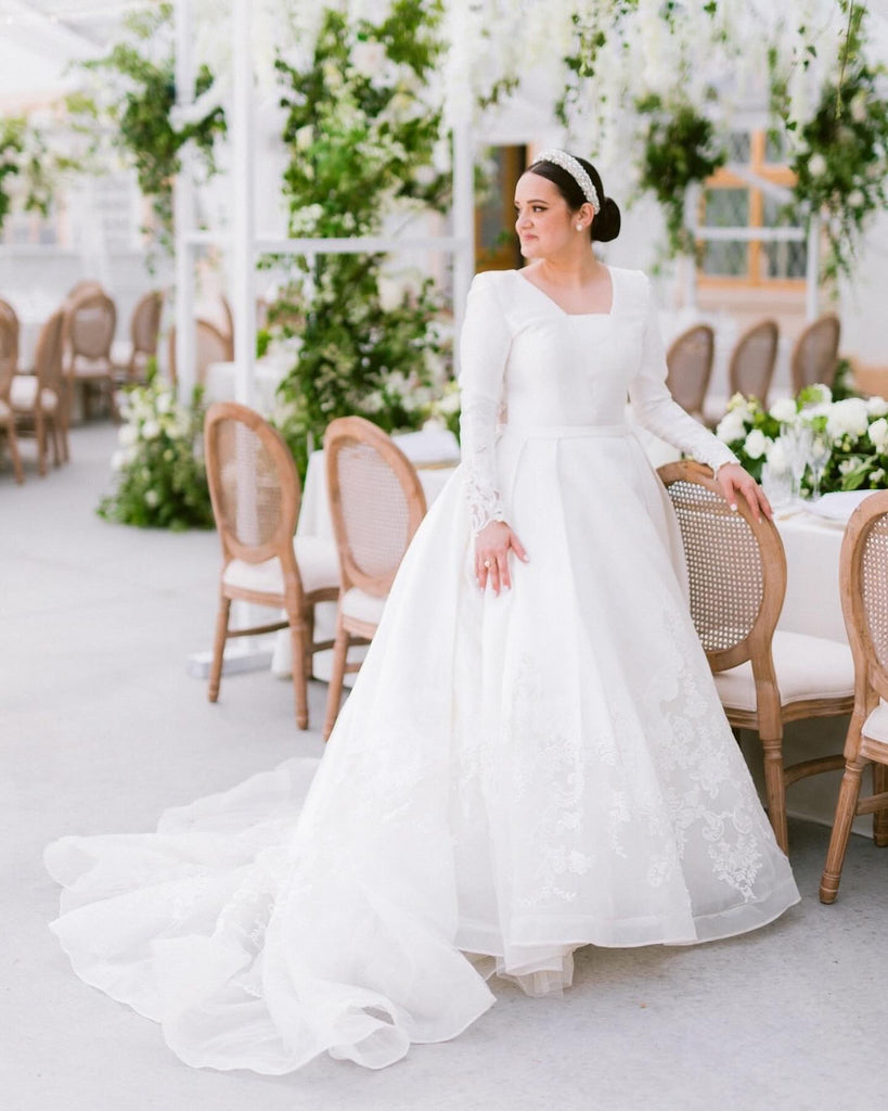 plus size long sleeve princess wedding dress