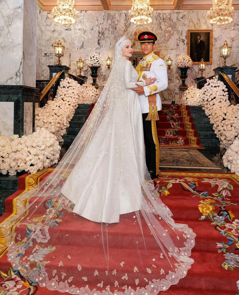 royal wedding veil anisha rosnah prince mateen