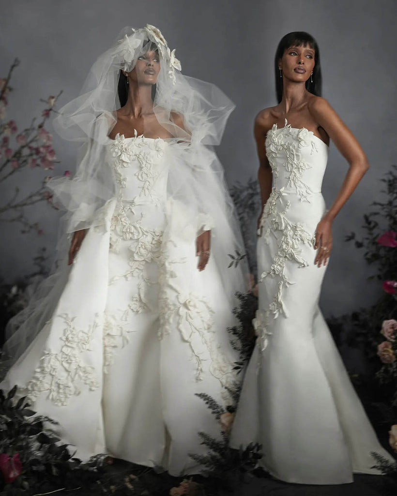 3d floral detachabel train wedding dress