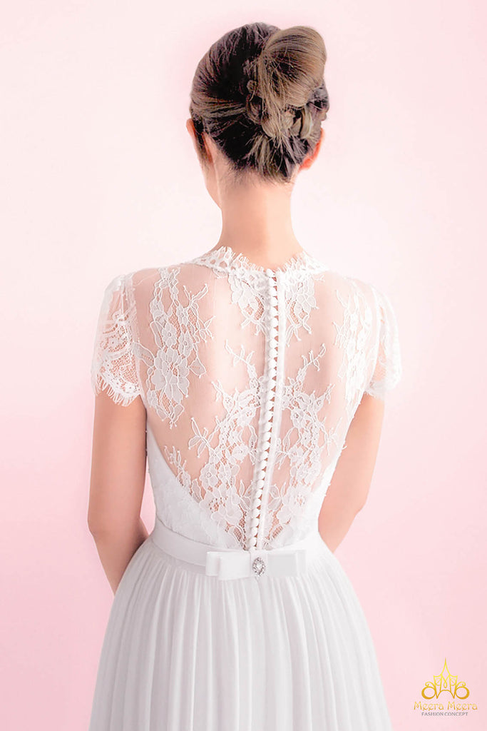 silk and lace garden wedding dress