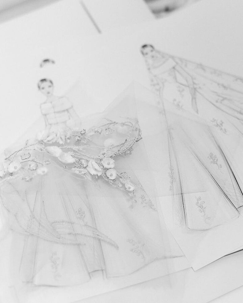 sketch phác thảo váy cưới haute couture