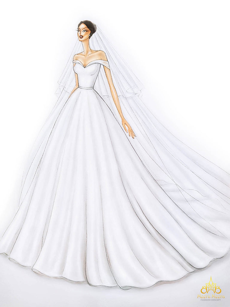 sketch thiết kế áo cưới meera meera
