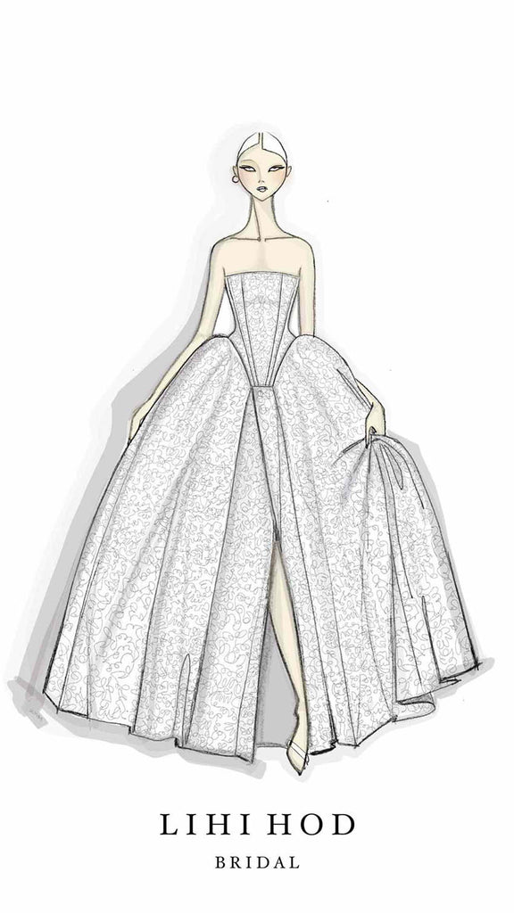 sketch váy cưới ren 2025