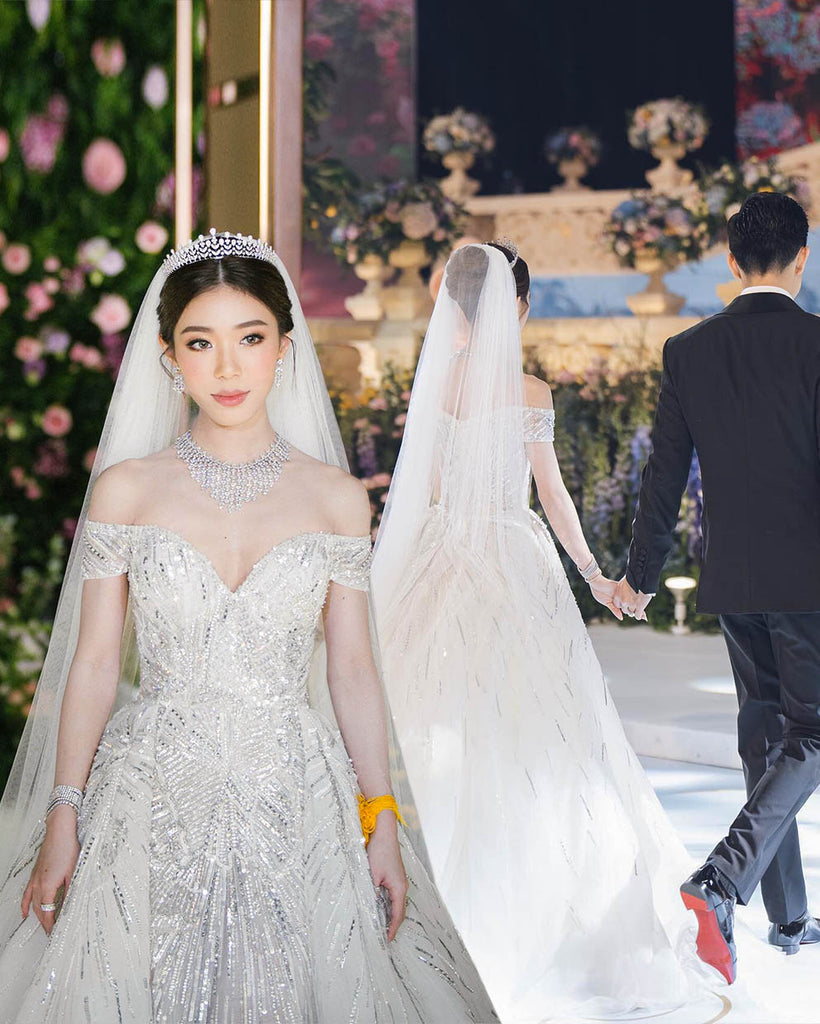 sparkling crystal embellished corset wedding dress