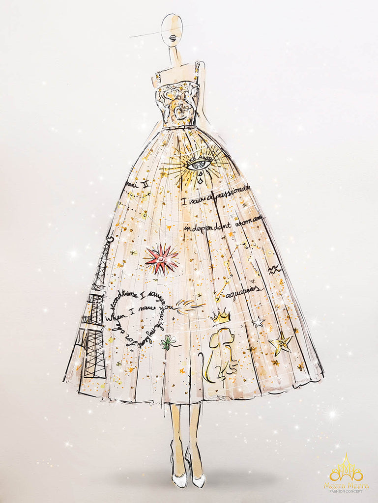 tea length wedding dress sketch