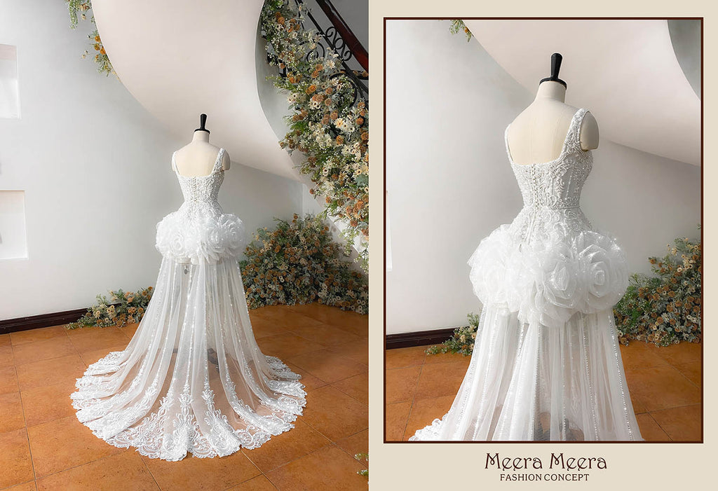 thiết kế áo cưới đính hoa oversize