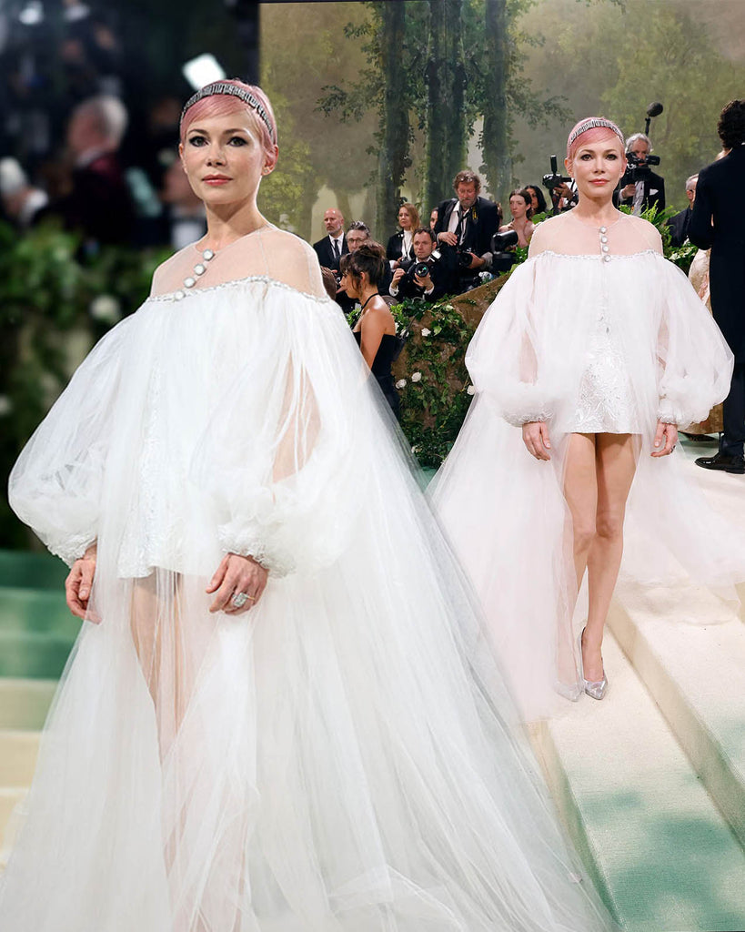 dramatic mini wedding dress at met gala