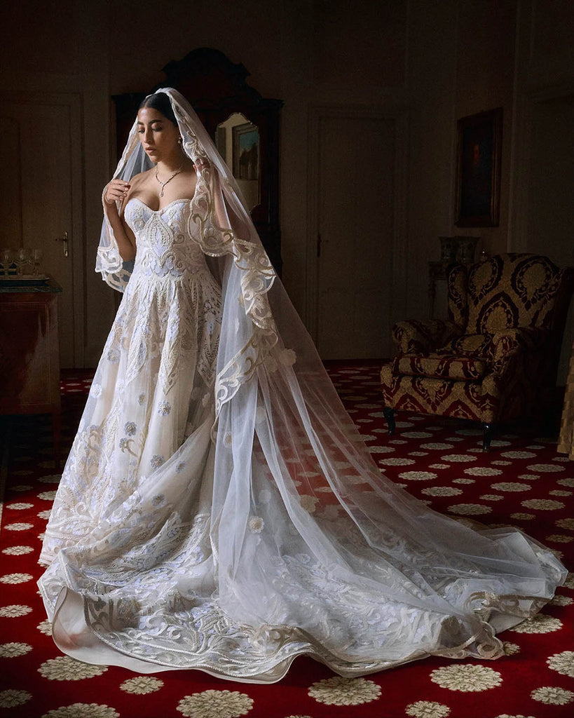 traditional lace bridal veil