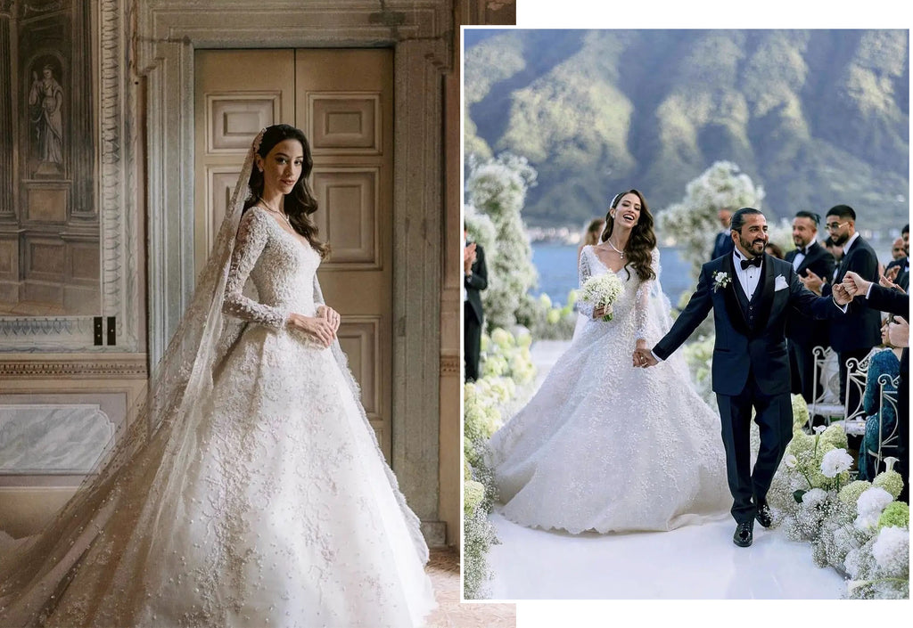 váy cưới công chúa Elie Saab cho cô dâu tay gầy