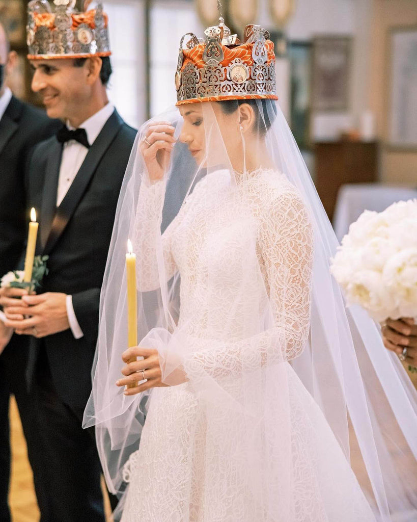 váy cưới ren tay dài dự lễ cưới nhà thờ