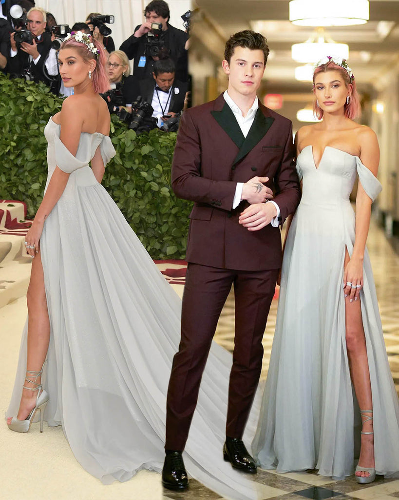 váy cưới met gala xẻ tà phong cách tối giản