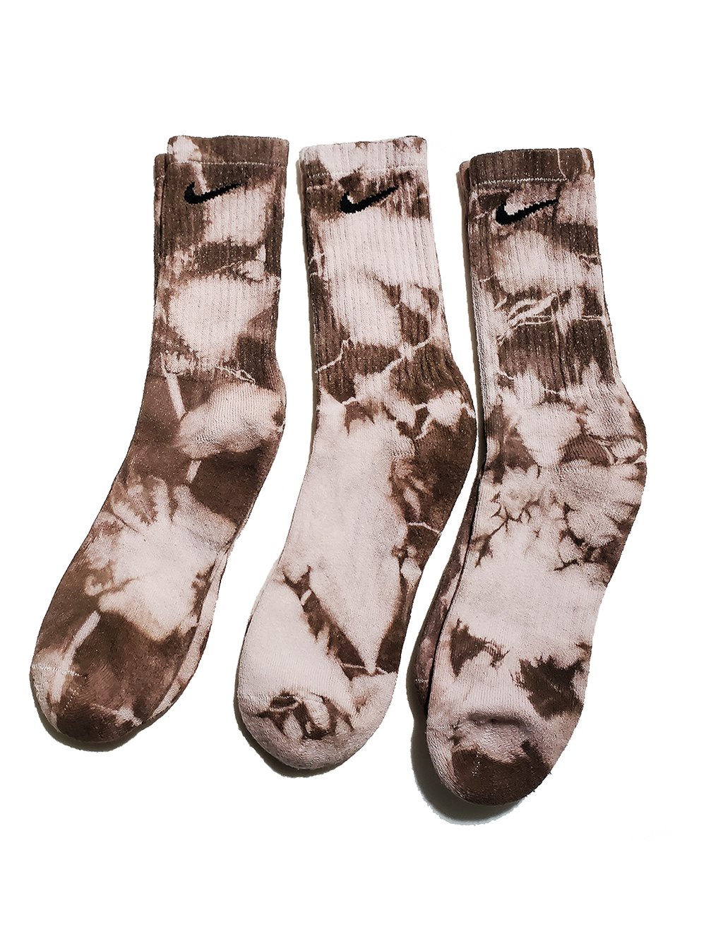 Neutral Brown Hand Dyed Nike Crew Socks - Tie Dye | Mocha Chocolate – The Ref