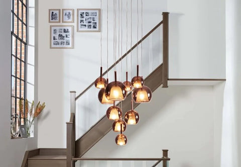 ANKUR PENTA GLO CONTEMPORARY DOUBLE HEIGHT GLASS CHANDELIER