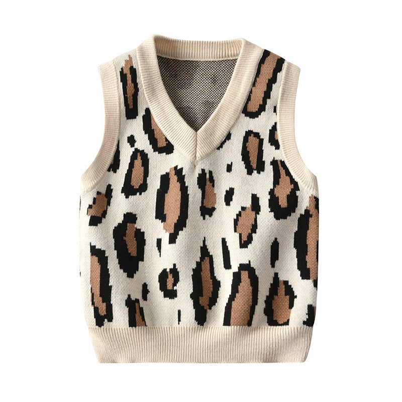 Baby Girl casual Leopard Sweaters Sleeveless Cotton Infant Clothing Outfits