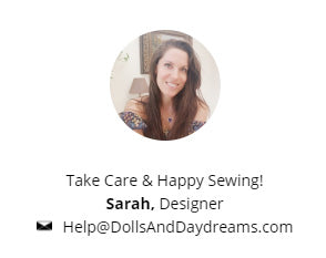 Happy Sewing from Dolls And Daydreams Doll and Soft Toy Pattern Designer Sarah Hanson