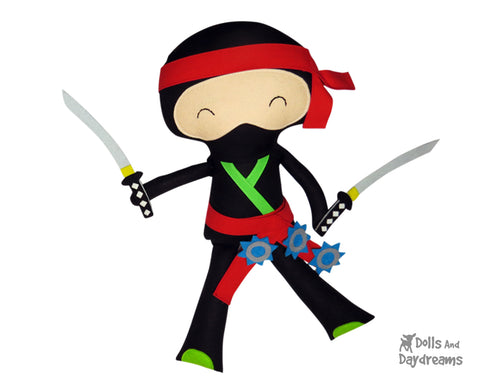 Ninja Cloth Doll PDF Sewing Pattern Martial Arts  karate Kid diy martial arts toy by dolls and daydreams