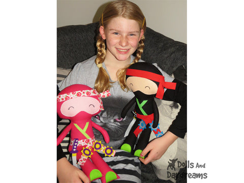 Ninja Cloth Doll PDF Sewing Pattern karate Kid diy martial arts toy by dolls and daydreams