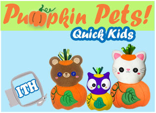 Pumpkin Pets Fall Machine Embroidery Quick Kids Pattern  