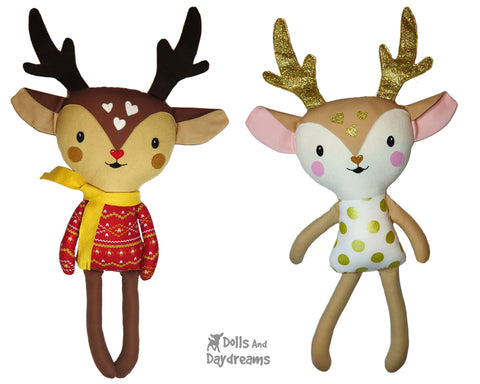 reindeer plush soft toy sewing and machine embroidery patterns