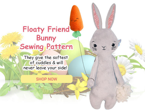 Floaty Friends Bunny Rabbit PDF Plush Toy Sewing pattern by dolls and daydreams