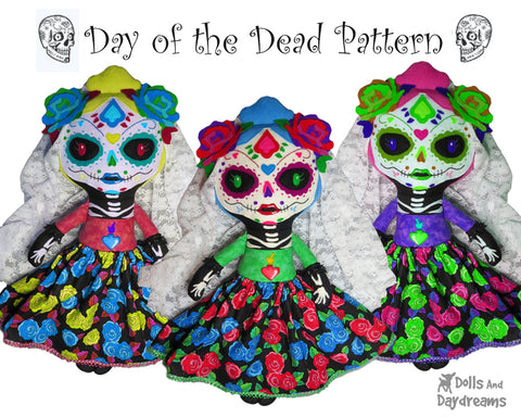 day of the dead sewing pattern doll 
