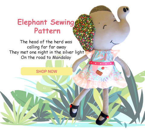 Dress Up Elephant PDF Sewing plus toy Pattern by dolls and daydreams