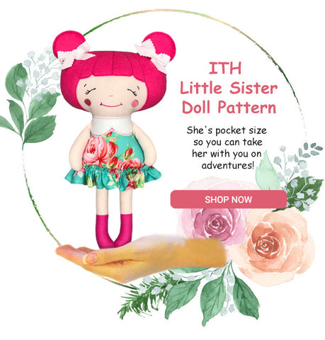 In The Hoop Little Sister Doll Pattern machine embroidery design by Dolls And Daydreams