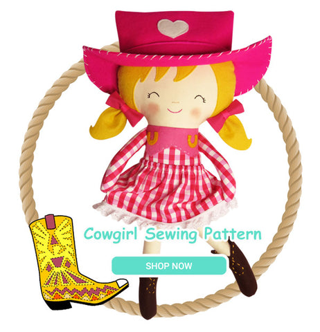 Cowgirl pdf sewing pattern doll by dolls and daydreams