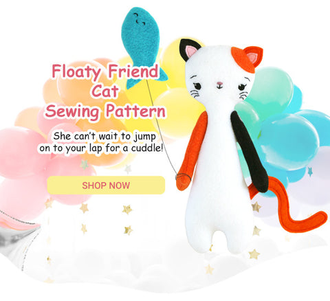 Floaty Friends Kitty Cat Plush Toy PDF Sewing pattern by dolls and daydreams