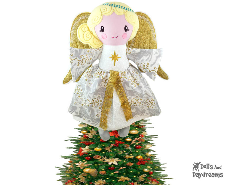 Embroidery Machine Guardian Angel Tree Topper Pattern | Dolls And Daydreams