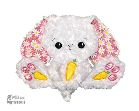 New In the Hoop BFF Bunny rabbit Baby blanket lovie plush soft toy ITH machine embroidery pattern by Dolls And Daydreams