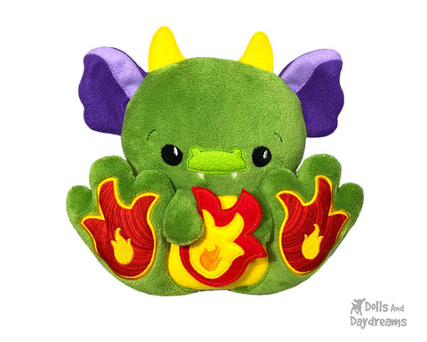 New In the Hoop BFF Dragon plush toy ITH machine embroidery pattern by Dolls And Daydreams