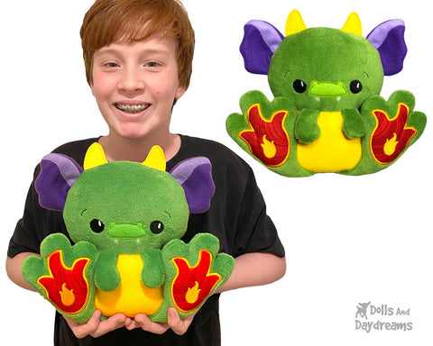 New In the Hoop BFF Dragon plush toy ITH machine embroidery pattern by Dolls And Daydreams